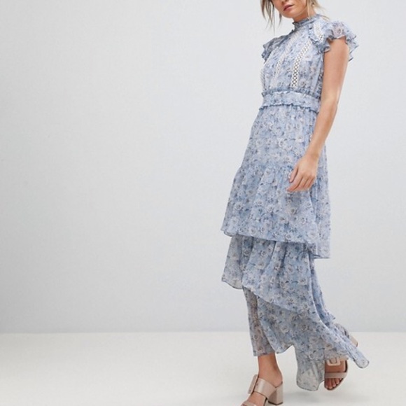 Blue Floral Maxi Dress - Picture 1 of 6